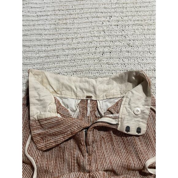 Free People Sunrise Crop Striped Jogger Pants Tie Waist Womens Sz 2 Orange Cream - Picture 12 of 14